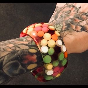 Vintage Lucite Sobral multicolored bangle bracelet